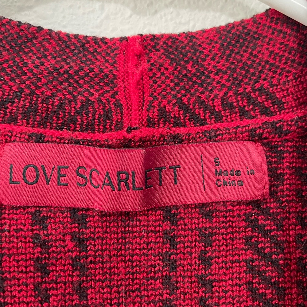 LOVE SCARLETT WOMEN’S LONG RED CHECKED COAT - Picture 4 of 6
